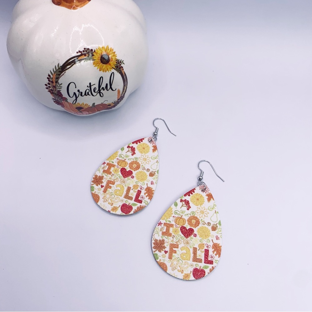 🍁2/$10 Fall Faux Leather Earrings